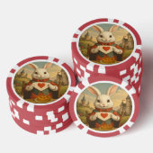 Whimsical White Rabbit Hearts Enchanted Wonderland Poker Chips (Opstapeling)
