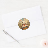 Whimsical White Rabbit Hearts Enchanted Wonderland Ronde Sticker (Envelop)