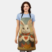 Whimsical White Rabbit Hearts Enchanted Wonderland Schort (Gedragen)