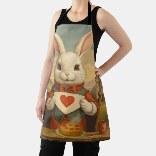 Whimsical White Rabbit Hearts Enchanted Wonderland Schort (Insitu)