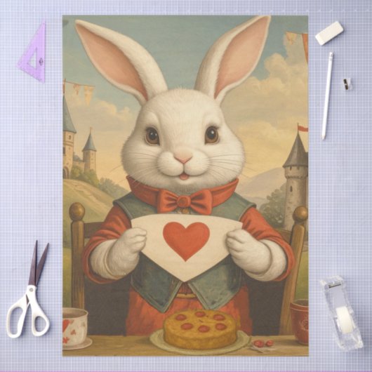 Whimsical White Rabbit Hearts Enchanted Wonderland Tissuepapier (Craft)