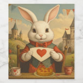Whimsical White Rabbit Hearts Enchanted Wonderland Wijn Etiket (Enkel label)
