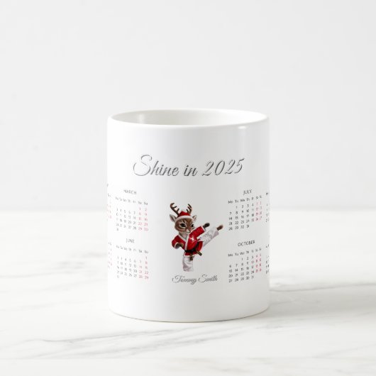 Whimsical White Reindeer 2025 Kalender Koffiemok (Center)