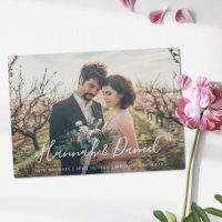 Whimsical White Script Photo Custom Save the Date