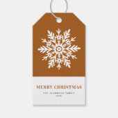 Whimsical White Snowflake Burnt Orange Christmas Cadeaulabel (Voorkant)