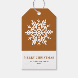 Whimsical White Snowflake Burnt Orange Christmas Cadeaulabel