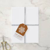 Whimsical White Snowflake Burnt Orange Christmas Cadeaulabel (Met Touw)