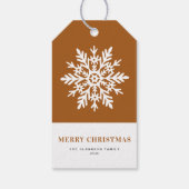 Whimsical White Snowflake Burnt Orange Christmas Cadeaulabel (Achterkant)