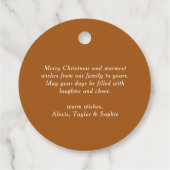 Whimsical White Snowflake Burnt Orange Holiday Bedankjes Labels (Achterkant)