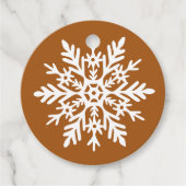 Whimsical White Snowflake Burnt Orange Holiday Bedankjes Labels (Voorkant)