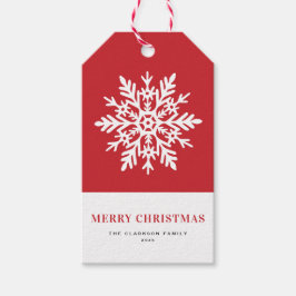 Whimsical White Snowflake Red Christmas Cadeaulabel