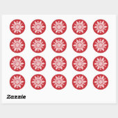 Whimsical White Snowflake Red Christmas Ronde Sticker (Vel)