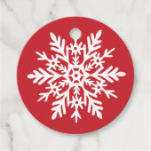Whimsical White Snowflake Red Holiday Bedankjes Labels (Voorkant)