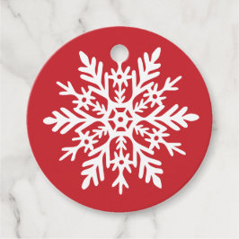 Whimsical White Snowflake Red Holiday Bedankjes Labels