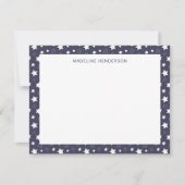 Whimsical White Stars Dusty Blue Monogram Notitiekaartje (Voorkant)