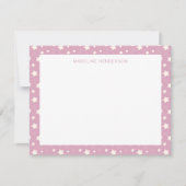 Whimsical White Stars Pastel Roze Monogram Notitiekaartje (Voorkant)
