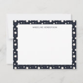 Whimsical White Stars Zwart Monogram Notitiekaartje (Voorkant)