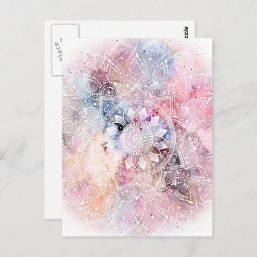 Whimsical White waterverf mandala design Briefkaart (Voorkant / Achterkant)