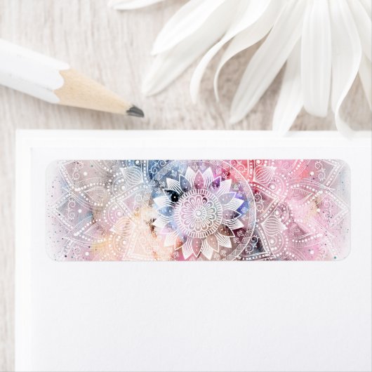 Whimsical White waterverf mandala design Etiket (Insitu)