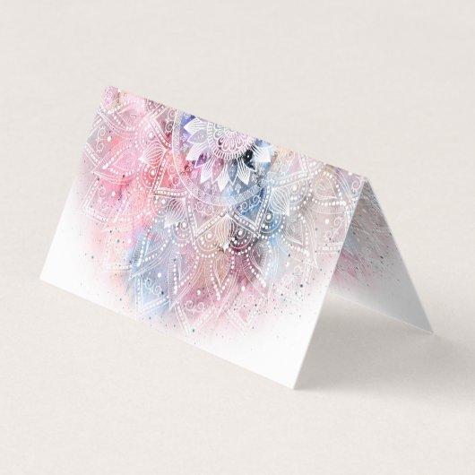 Whimsical White waterverf mandala design Visitekaartje (Achterkant)