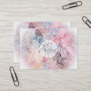 Whimsical White waterverf mandala design Visitekaartje