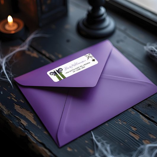 Whimsical Wicked Witch & Spin Halloween Etiket