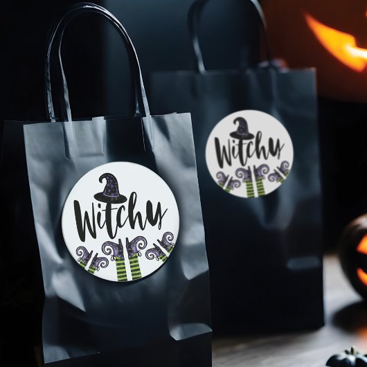 Whimsical Wicked Witchy Witch Halloween Ronde Sticker