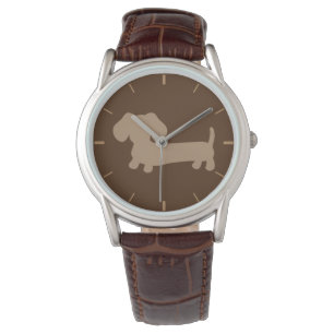 Whimsical Wiener Hondenhorloge Unisex Chocolade Br Horloge