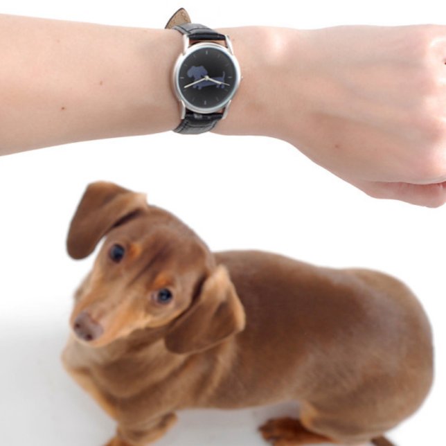 Whimsical Wiener Hondenhorloge - Unisex Grijs Tach Horloge (Dachshund watch for wiener dog moms or doxie dads)