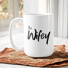 Whimsical Wifey Brush Script Tekst voor Haar Koffiemok