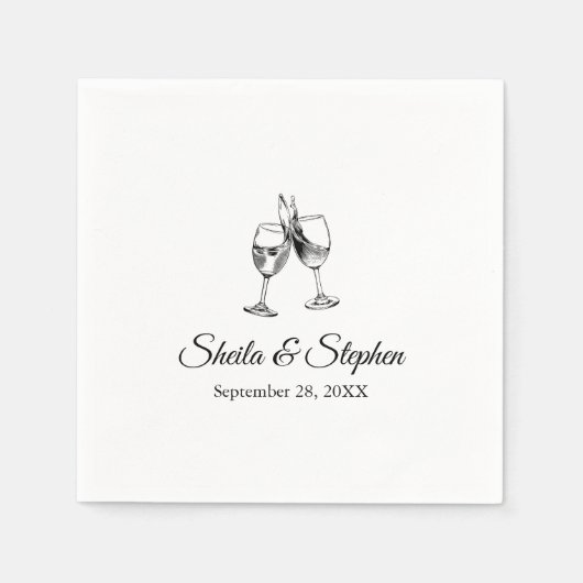 Whimsical wijnglazen juichen cocktail bruiloft servet (Voorkant)