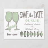 Whimsical Wijnglazen Save The Date Wedding Aankondigingskaart (Voorkant)