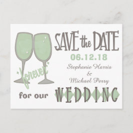 Whimsical Wijnglazen Save The Date Wedding Aankondigingskaart