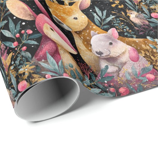 Whimsical Wild Animals Christmas Wrapping Paper Cadeaupapier (Rol Hoek)