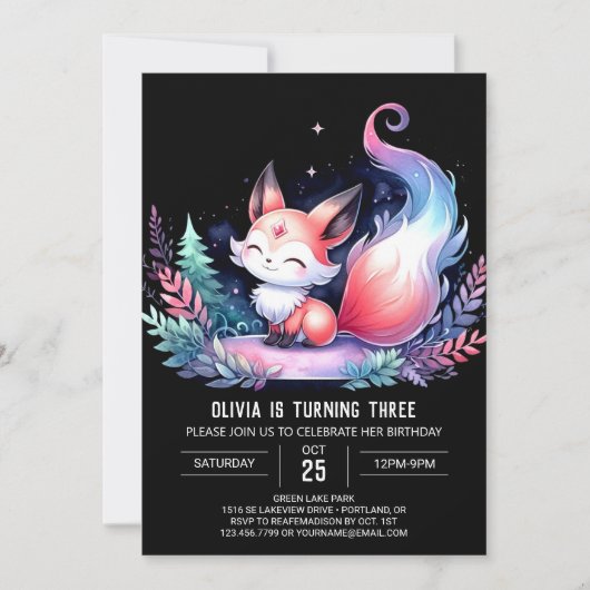 Whimsical Wild Fox Verjaardag digitaal Kaart (Voorkant)