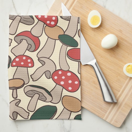 Whimsical Wild Fungi & Toadstool Theedoek (Quarter Fold)