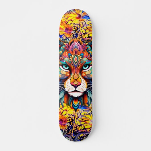 Whimsical Wild Tiger Abstract Art Skateboard Deck (Voorkant)