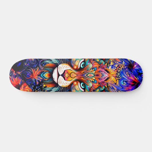 Whimsical Wild Tiger Abstract Art Skateboard Deck (Horizontaal)