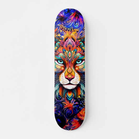 Whimsical Wild Tiger Abstract Art Skateboard Deck (Voorkant)