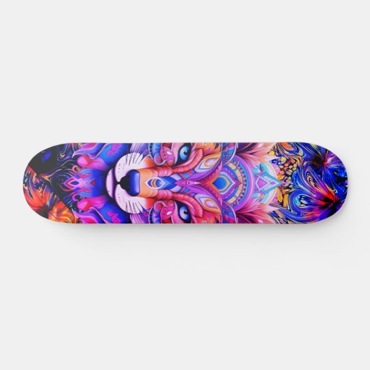 Whimsical Wild Wolf Abstract Art Skateboard Deck (Horizontaal)