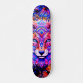 Whimsical Wild Wolf Abstract Art Skateboard Deck (Voorkant)