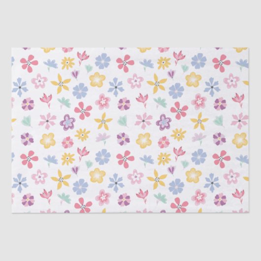 Whimsical Wildbloemen Floral Pattern Tissuepapier (Voorkant)