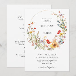 Whimsical Wilde Bloem All In One Trouwdag Kaart