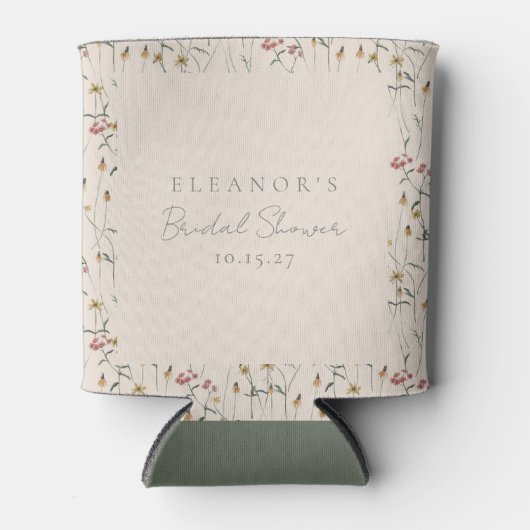 Whimsical wilde bloem bloemstuk aangepaste bruidsd blikjeskoeler (Voorkant)