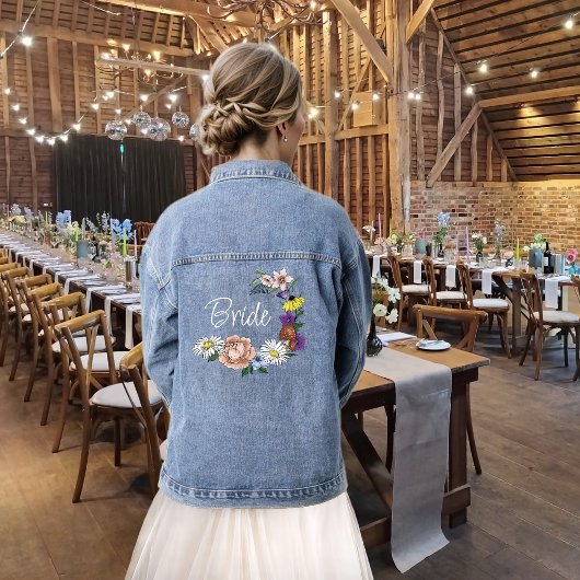 Whimsical Wilde Bloemen Vlinder Paddenstoel Denim Jacket