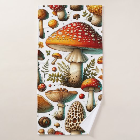 Whimsical wilde paddenstoelen bad handdoek (Badhanddoek)