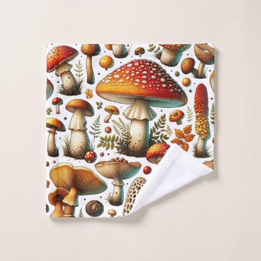 Whimsical wilde paddenstoelen bad handdoek (Wasdoekje)