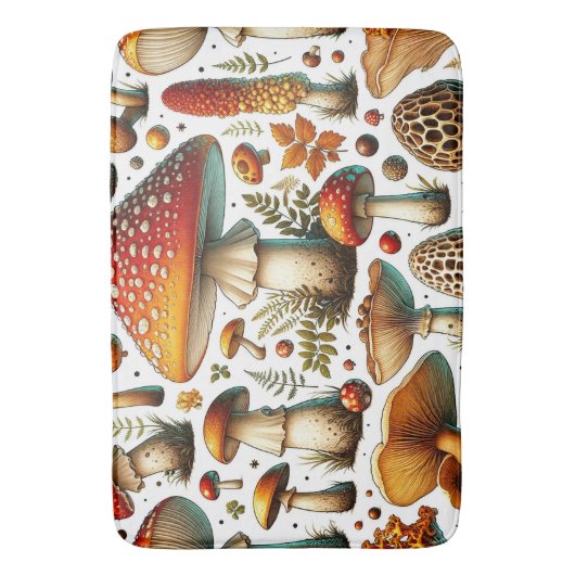 Whimsical wilde paddenstoelen badmat (Voorkant Verticaal)