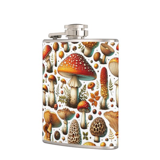 Whimsical wilde paddenstoelen heupfles (Links)