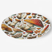Whimsical wilde paddenstoelen papieren bordje (Gekanteld)